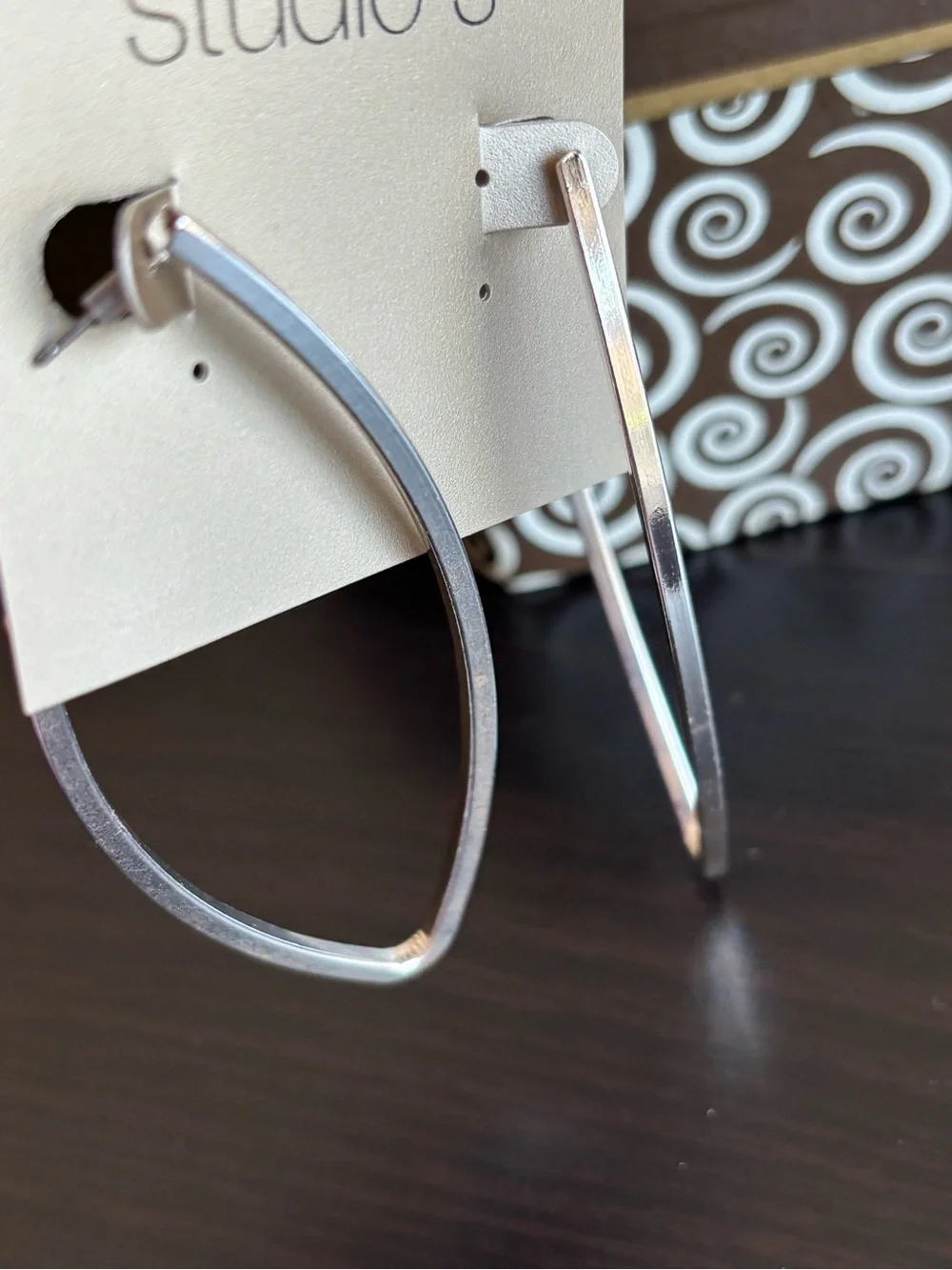 Statement Silver Tone Open V Hoop Earrings
